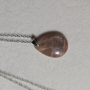 Peach Moonstone on Stainless Steel Chain